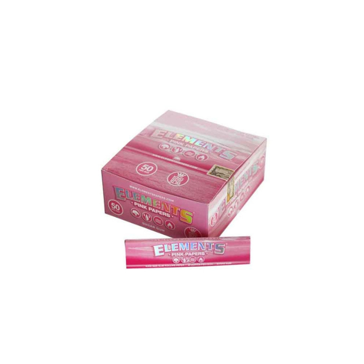 Elements Pink Papers King Size Slim 32 Leaves 50 Pack Box