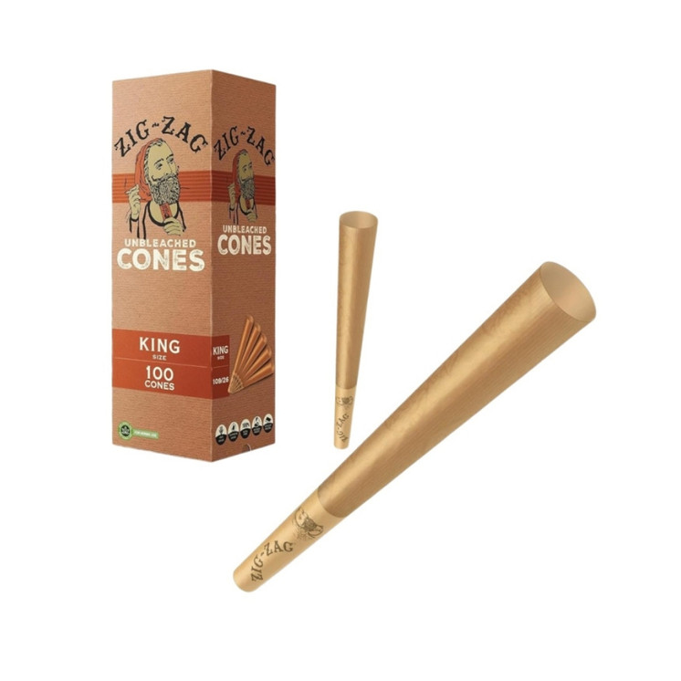 Zig Zag Cones Unbleached King Size 100 Count Display Box