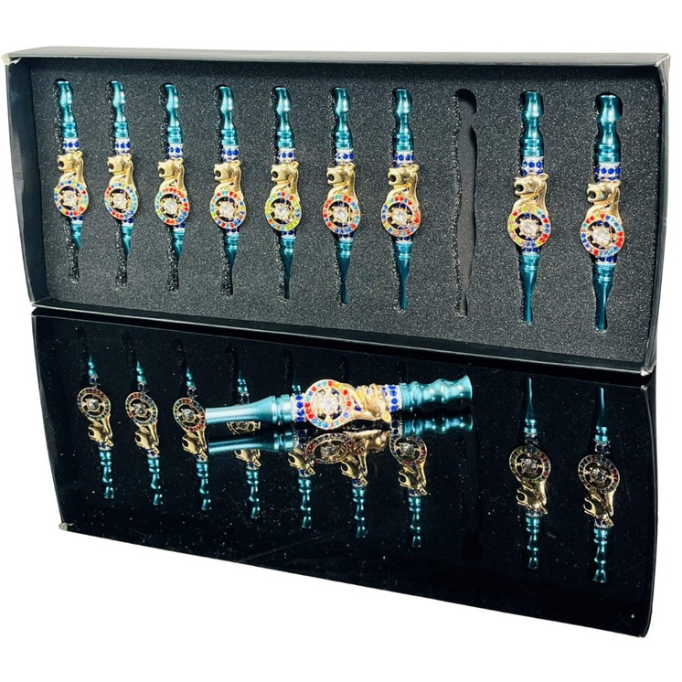 Fancy Handpipe or Chillum Metal - 10 Pieces Per Display - Assorted