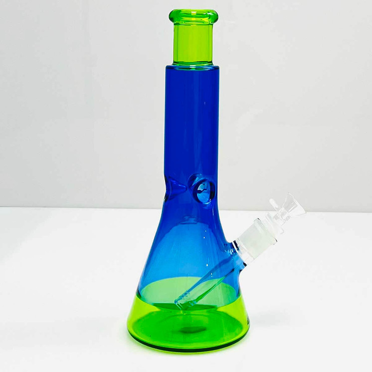 Waterpipe 12" Inch - Beaker 2 Tone - (Wpwc3)-GREEN-BLUE COLOR
