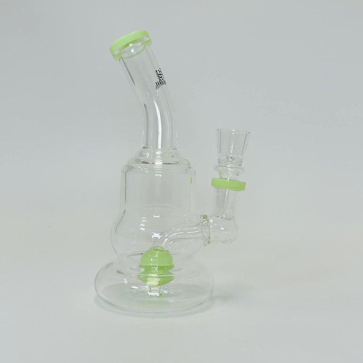 Helios Glass Waterpipe - 7" Inch - Bent Neck With Ball Showerhead Perc