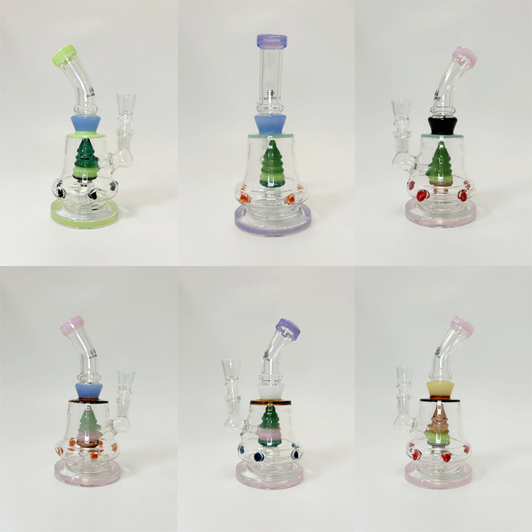 Waterpipe 7 Inch - Helios Glass - Bent Neck With Hive Perc