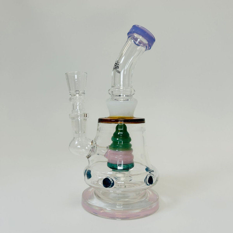 Waterpipe 7" Inch - Helios Glass - Bent Neck With Hive Perc