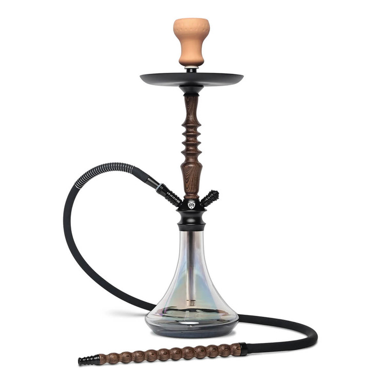 Byo Hookah Saki 24" Inch - 1 Hose Wooden Shaft - Ck5004-black color