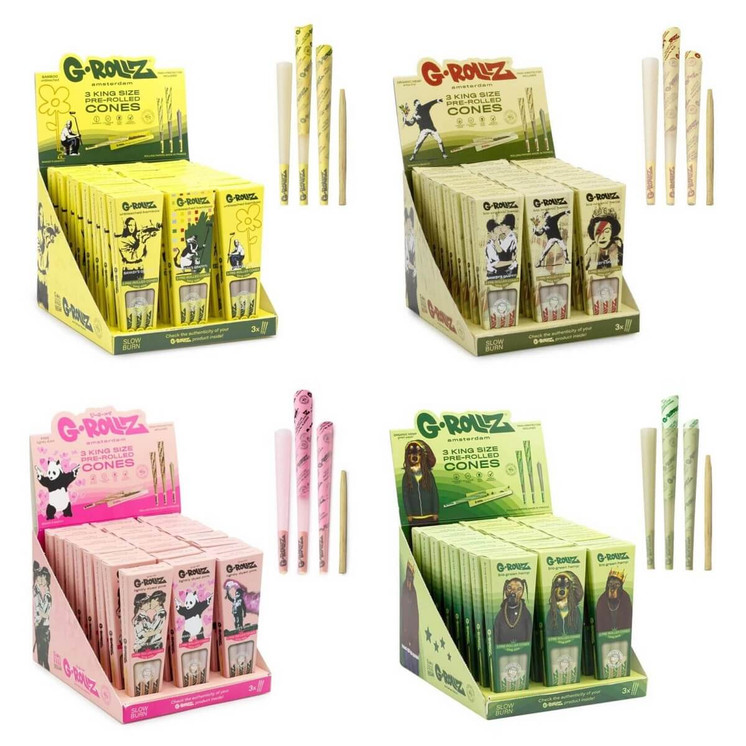 Grollz Cones - King Size - 3 Counts Per Pack - 24 Packs Per Display