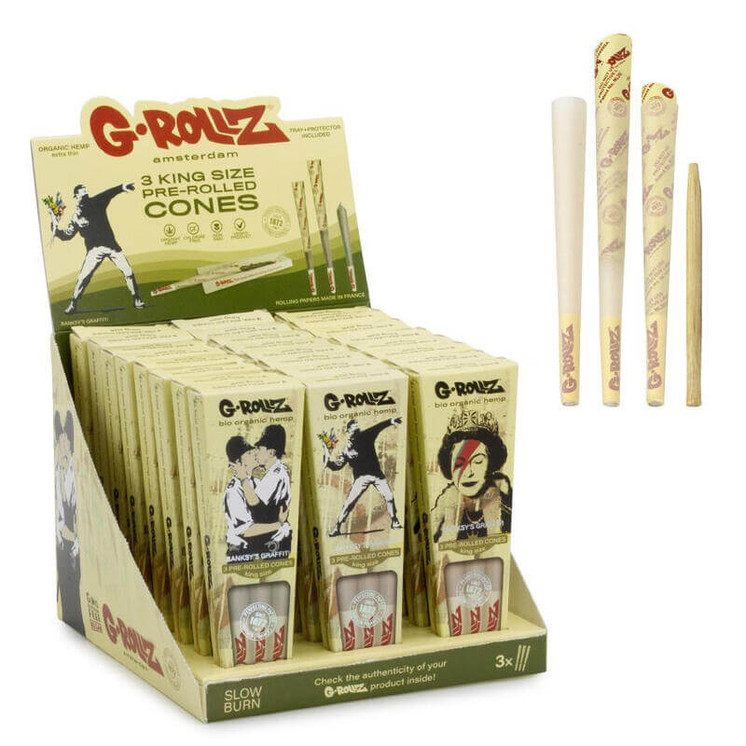 Grollz Cones - King Size - 3 Counts Per Pack - 24 Packs Per Display