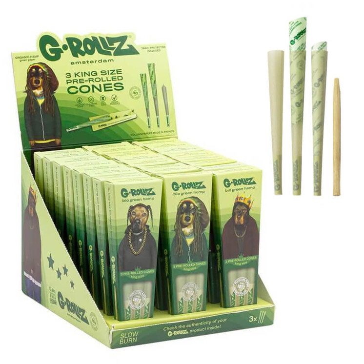 Grollz Cones - King Size - 3 Counts Per Pack - 24 Packs Per Display