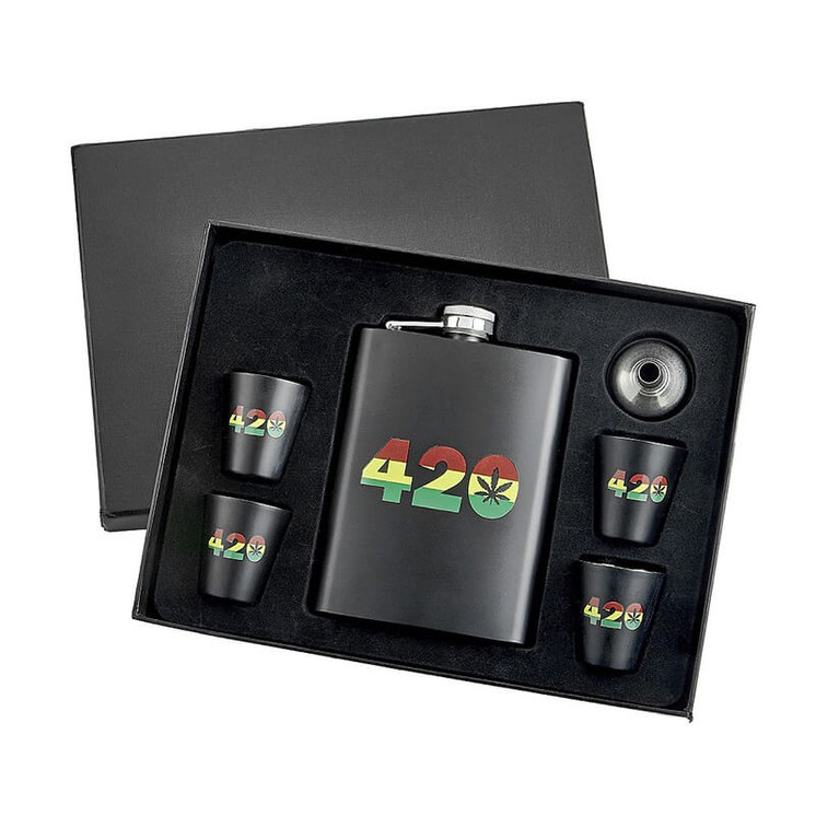 Stainless Steel Flask With 4 Shots Glass and Funnel