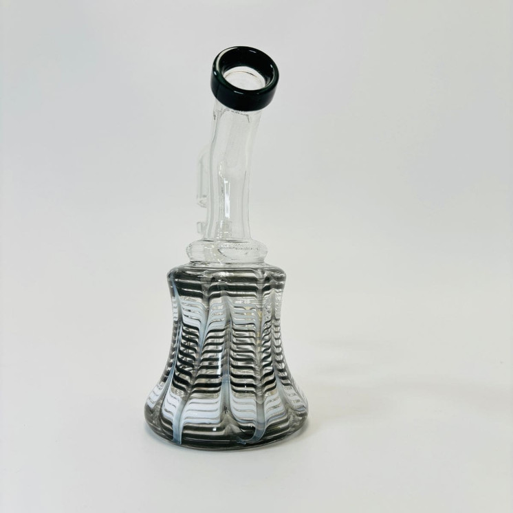 Helios Glass Waterpipe - 6 Inch - Raked with Bent Neck and Banger-Grey