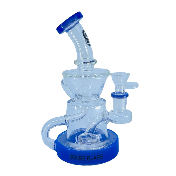 Sense Glass Waterpipe - 6.5 Inch - Recycler Bent Neck With Showerhead Perc - WP-2808