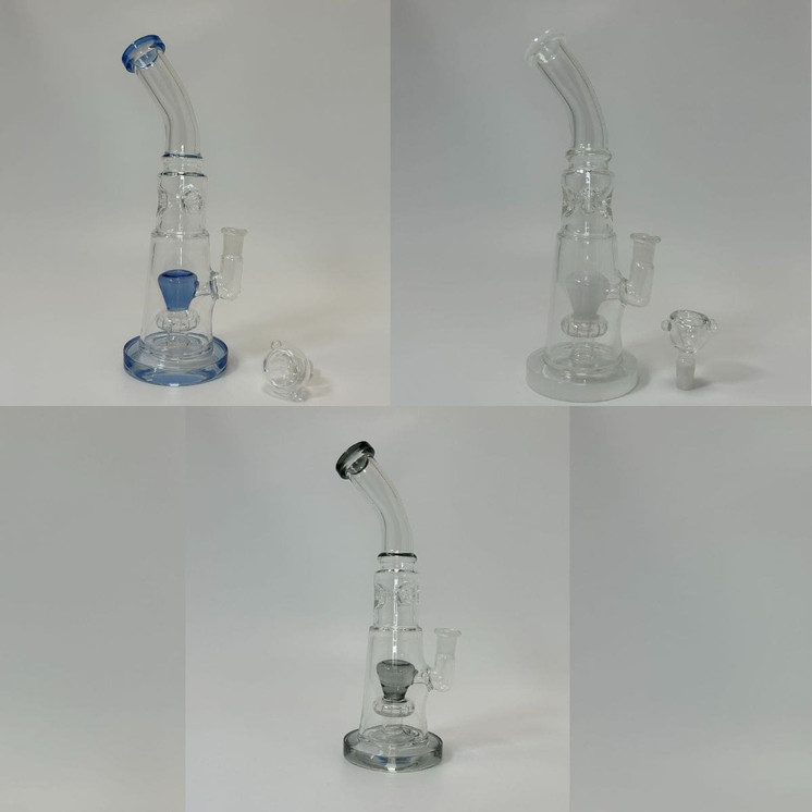 Waterpipe 10" Inch With Ice Pincher Bubble Cone Perc
