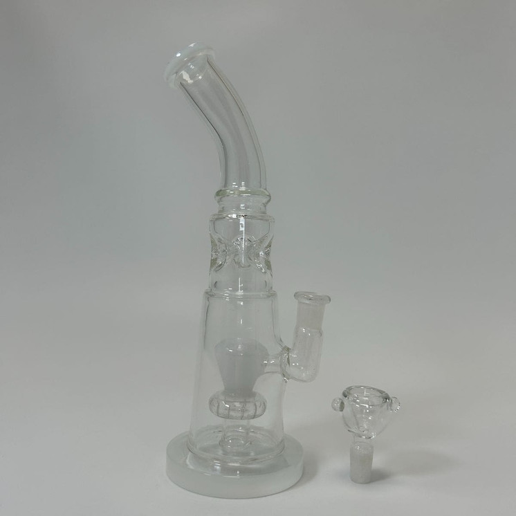 	
Waterpipe 10" Inch With Ice Pincher Bubble Cone Perc-White