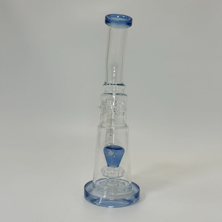Waterpipe 10" Inch With Ice Pincher Bubble Cone Perc-Blue