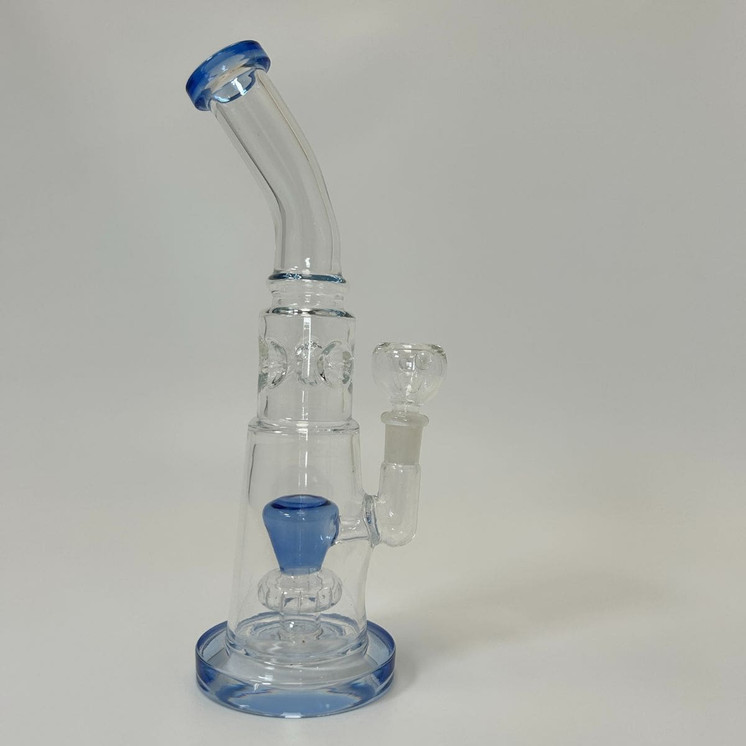 Waterpipe 10" Inch With Ice Pincher Bubble Cone Perc-Blue