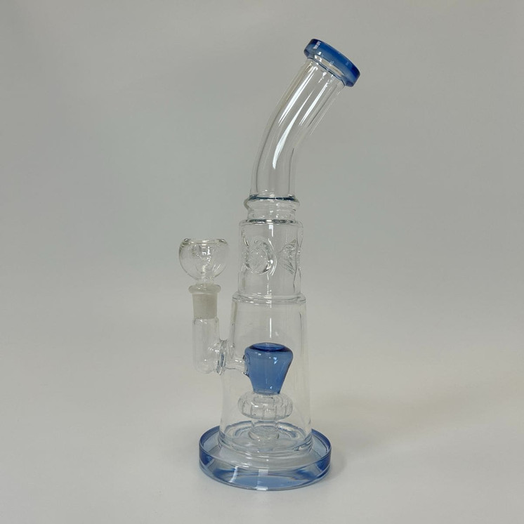 Waterpipe 10" Inch With Ice Pincher Bubble Cone Perc-Blue