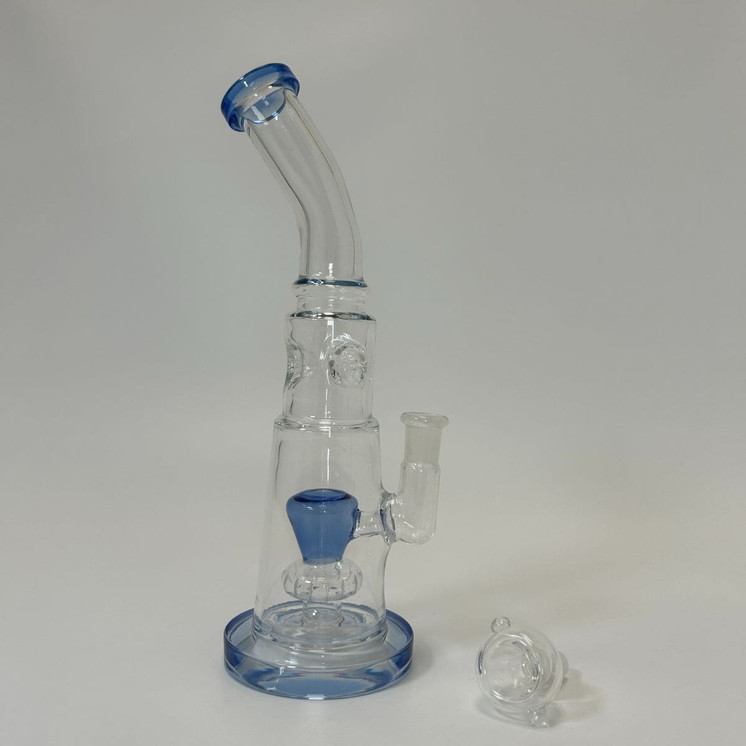 Waterpipe 10" Inch With Ice Pincher Bubble Cone Perc-Blue