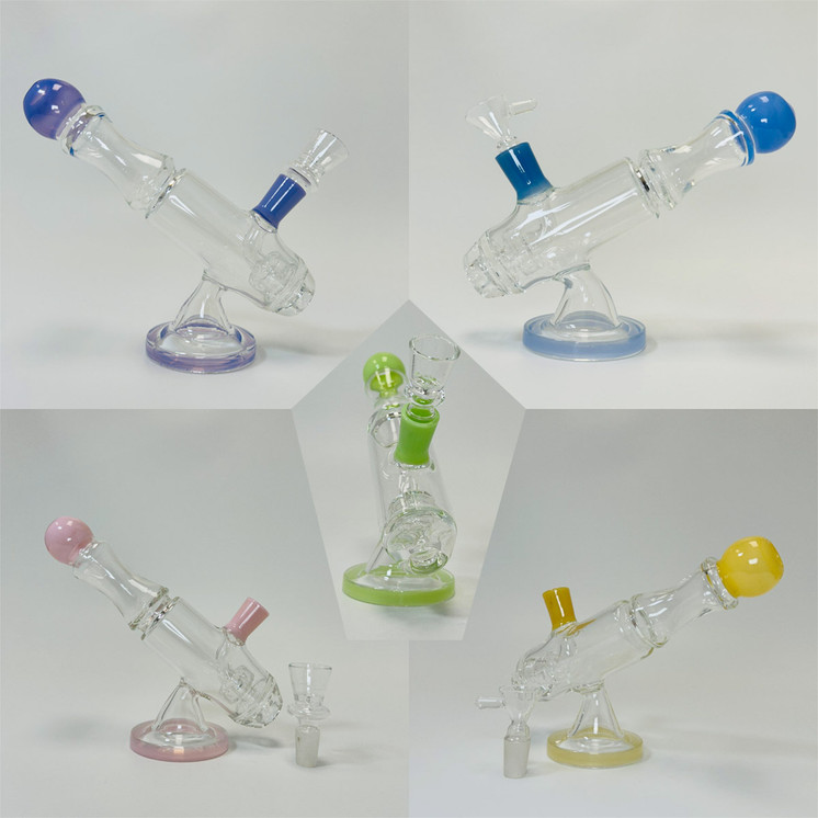  Microscope Waterpipe with Color Rim and Round Mouthpiece - 7 Inch - WPTG89