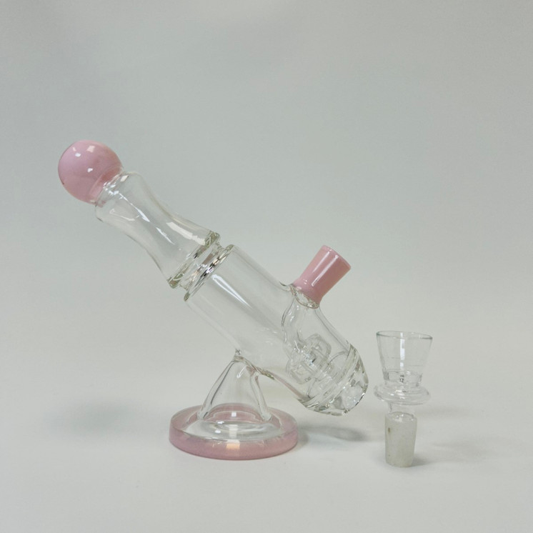  Microscope Waterpipe with Color Rim and Round Mouthpiece - 7 Inch - WPTG89