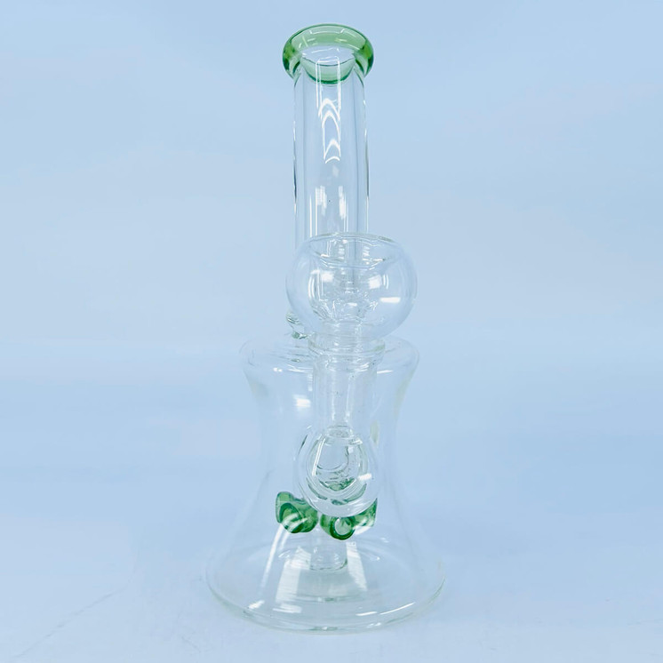 Waterpipe 6" Inch - Mini Hourglass - With Showerhead Perc- green rim