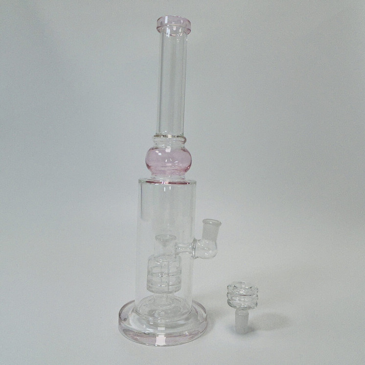 Waterpipe 12" Inch - Straight Mouth With Perc -pink