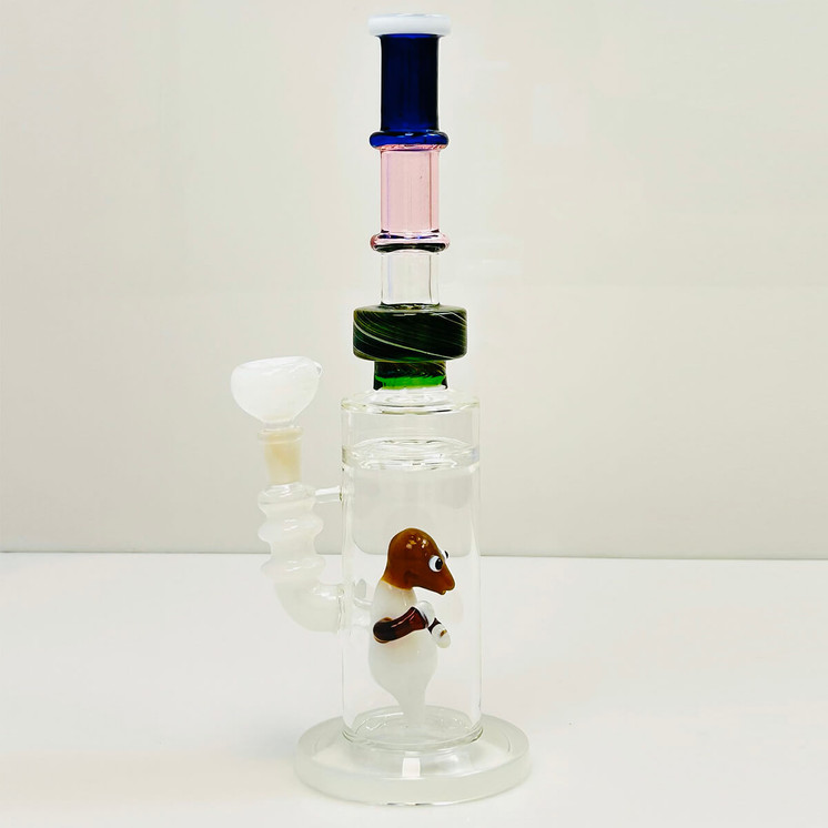 Waterpipe 12" Inch - With Multi Rings Tube and Character Showerhead Perc -white color