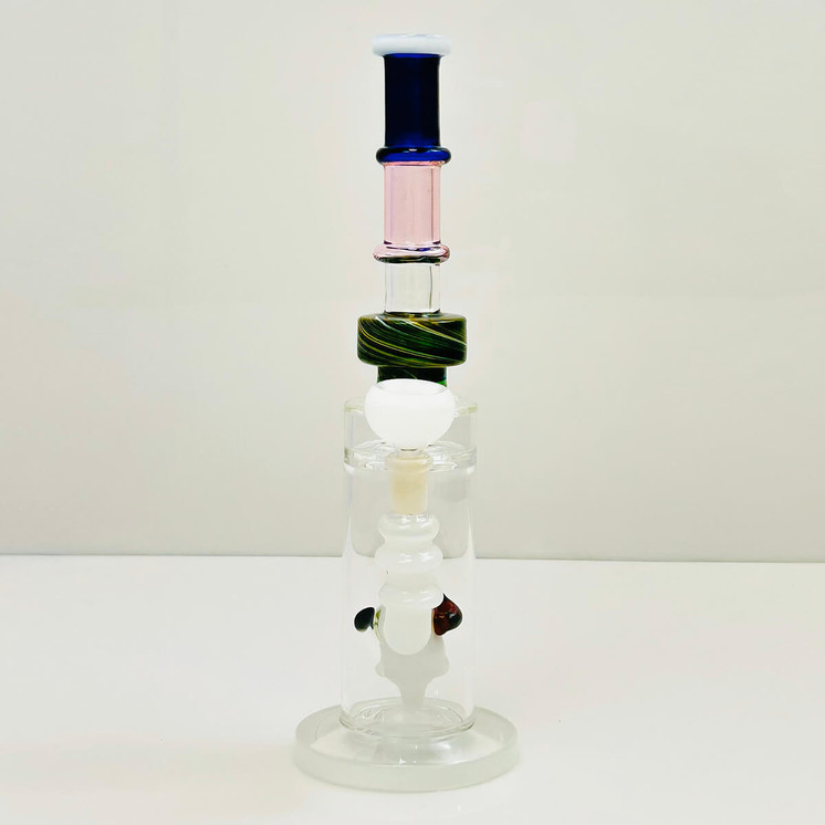 Waterpipe 12" Inch - With Multi Rings Tube and Character Showerhead Perc -white color