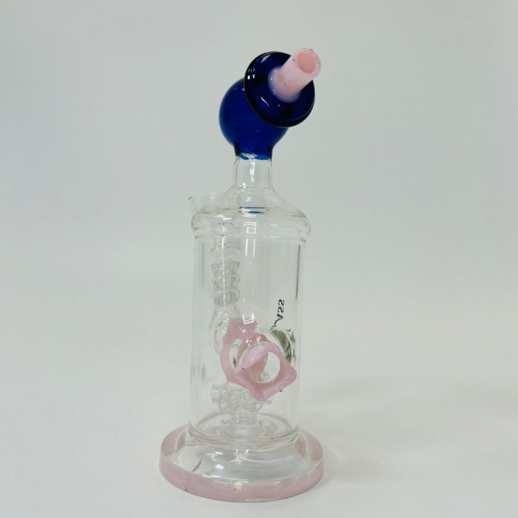 Helios Glass Waterpipe - 7" Inch - Straight With Flower and Donut Showerhead Perc
