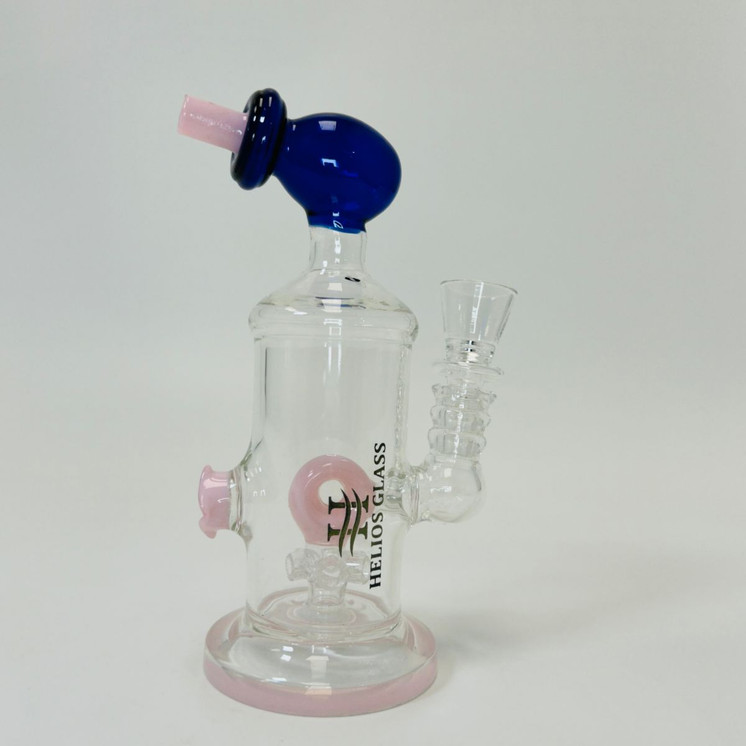 Helios Glass Waterpipe - 7" Inch - Straight With Flower and Donut Showerhead Perc
