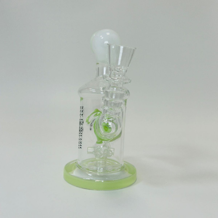 Helios Glass Waterpipe - 7" Inch - Straight With Flower and Donut Showerhead Perc