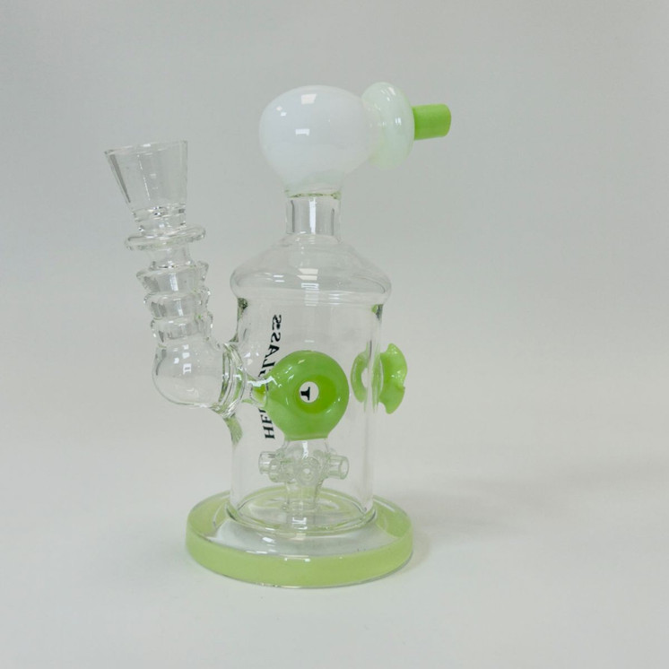 Helios Glass Waterpipe - 7" Inch - Straight With Flower and Donut Showerhead Perc
