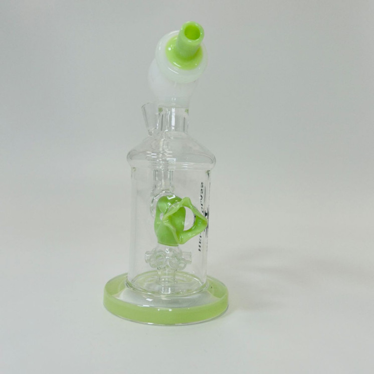 Helios Glass Waterpipe - 7" Inch - Straight With Flower and Donut Showerhead Perc