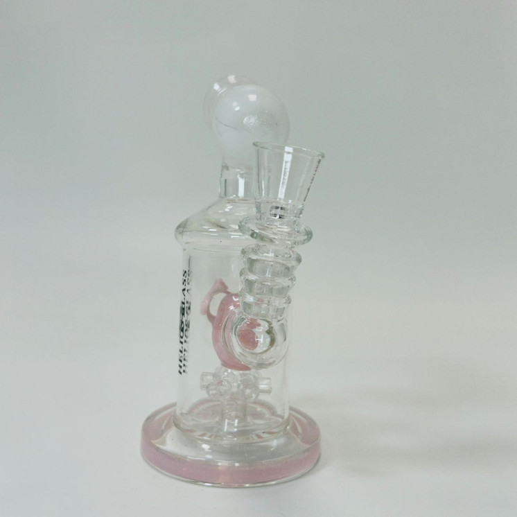 Helios Glass Waterpipe - 7" Inch - Straight With Flower and Donut Showerhead Perc