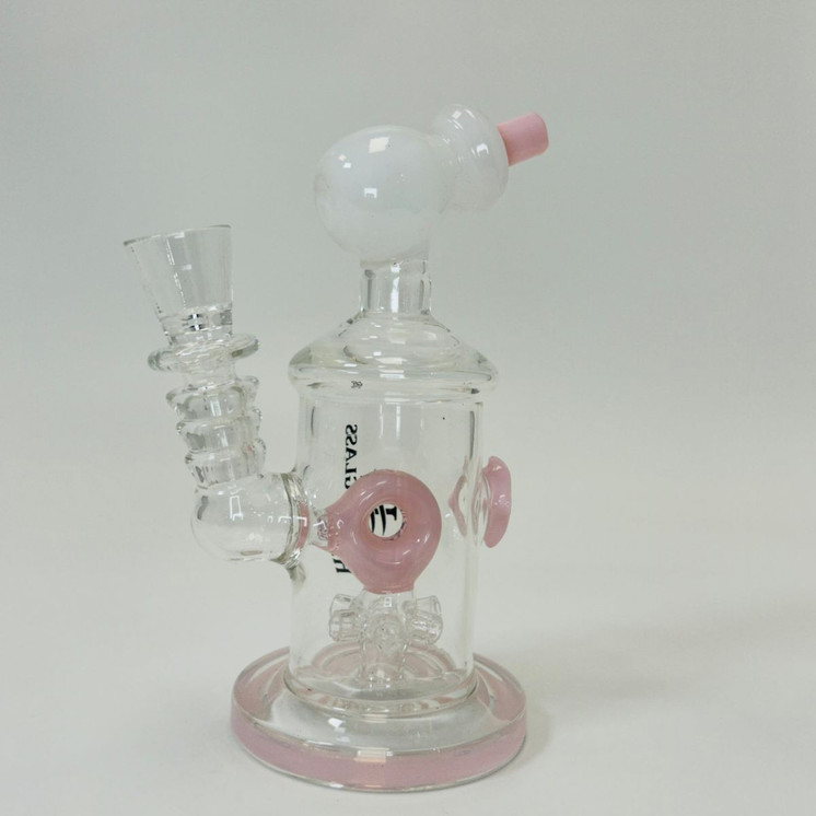 Helios Glass Waterpipe - 7" Inch - Straight With Flower and Donut Showerhead Perc