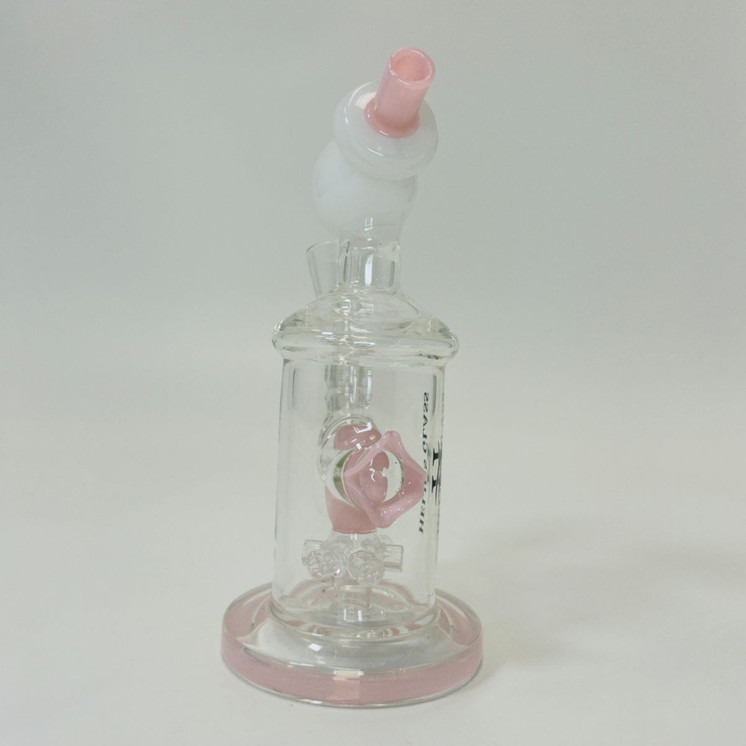 Helios Glass Waterpipe - 7" Inch - Straight With Flower and Donut Showerhead Perc