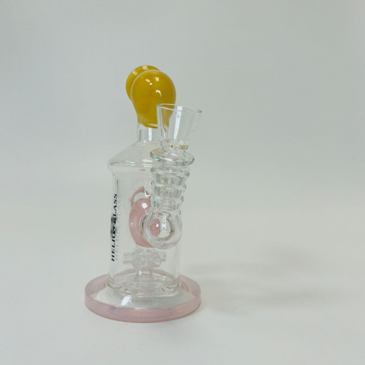 Helios Glass Waterpipe - 7" Inch - Straight With Flower and Donut Showerhead Perc