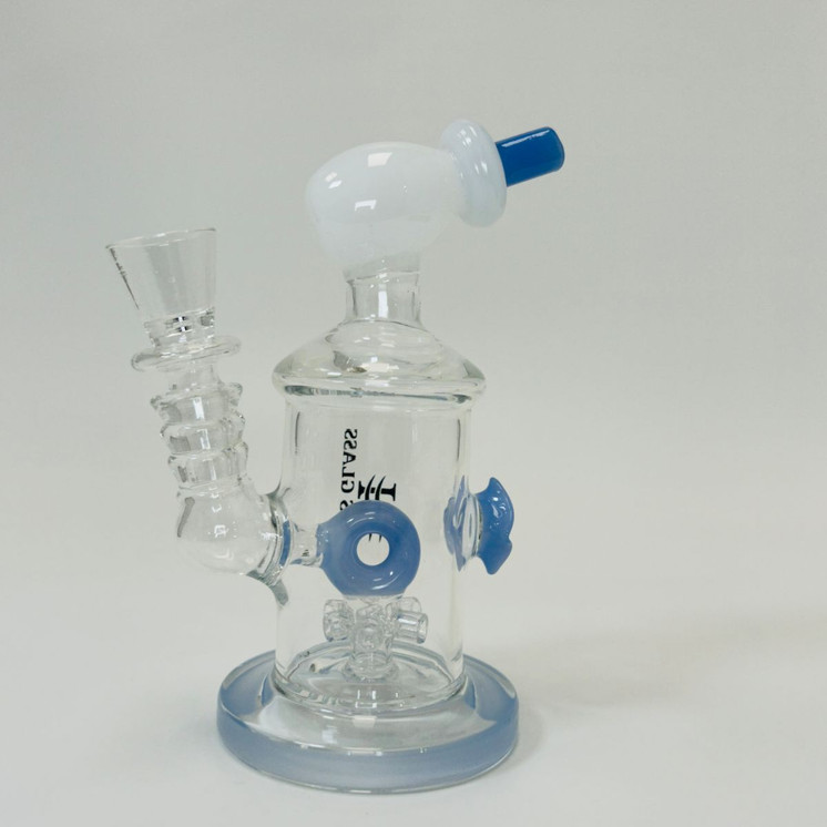 Helios Glass Waterpipe - 7" Inch - Straight With Flower and Donut Showerhead Perc