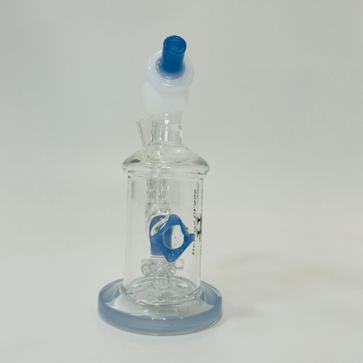 Helios Glass Waterpipe - 7" Inch - Straight With Flower and Donut Showerhead Perc