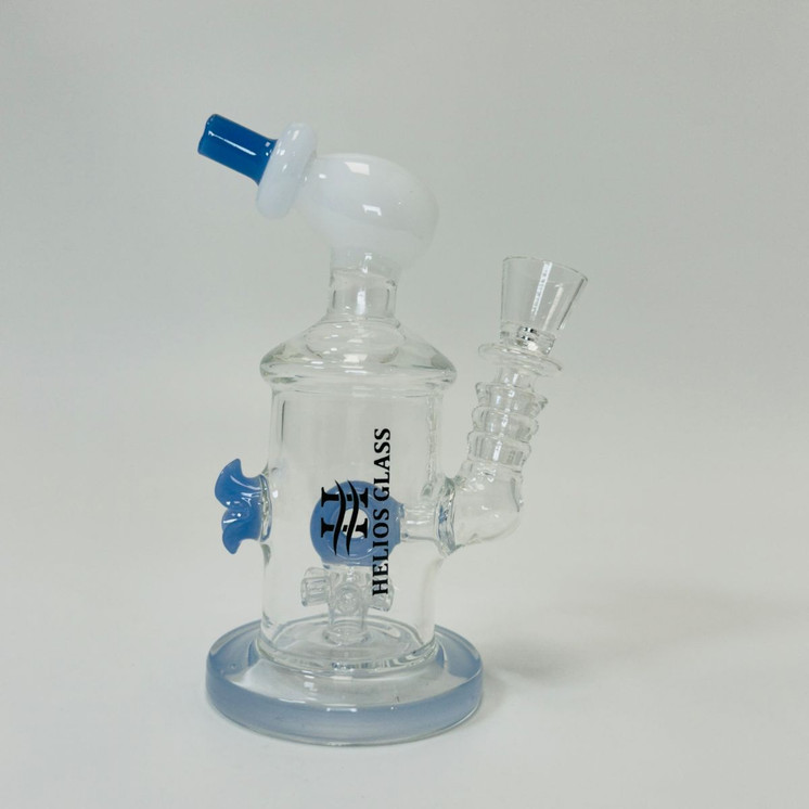 Helios Glass Waterpipe - 7" Inch - Straight With Flower and Donut Showerhead Perc