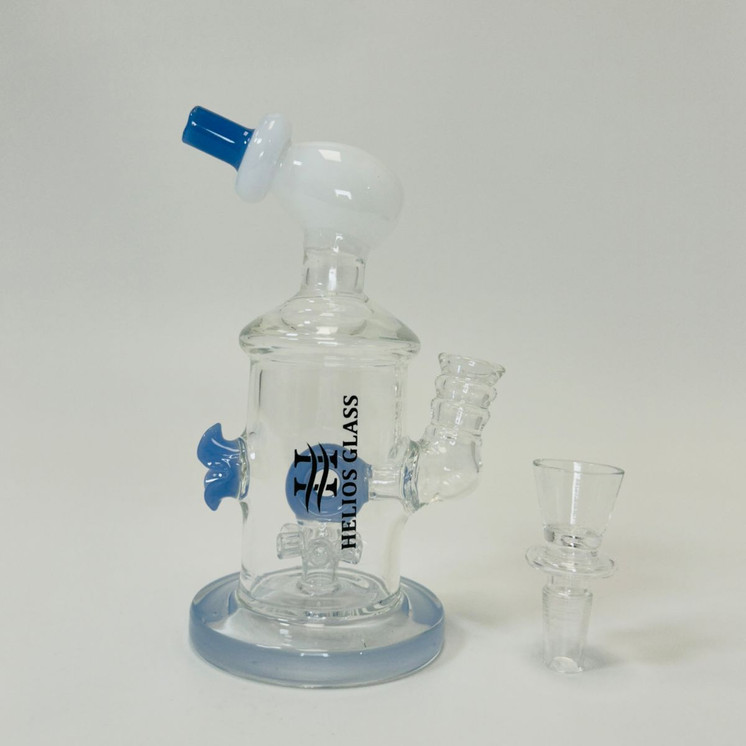 Helios Glass Waterpipe - 7" Inch - Straight With Flower and Donut Showerhead Perc