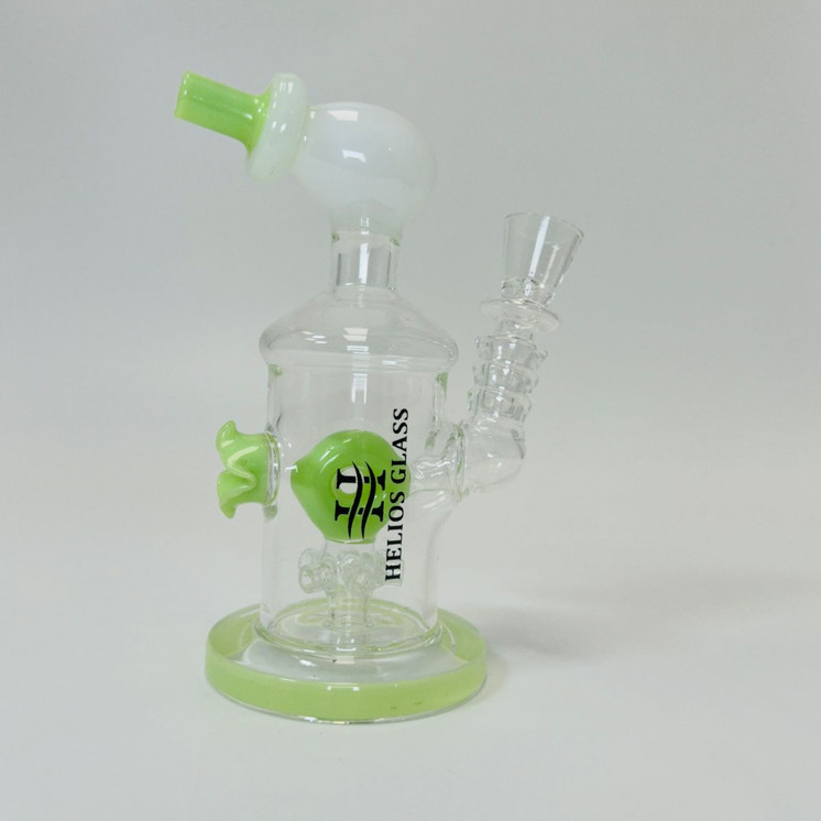 Helios Glass Waterpipe - 7" Inch - Straight With Flower and Donut Showerhead Perc