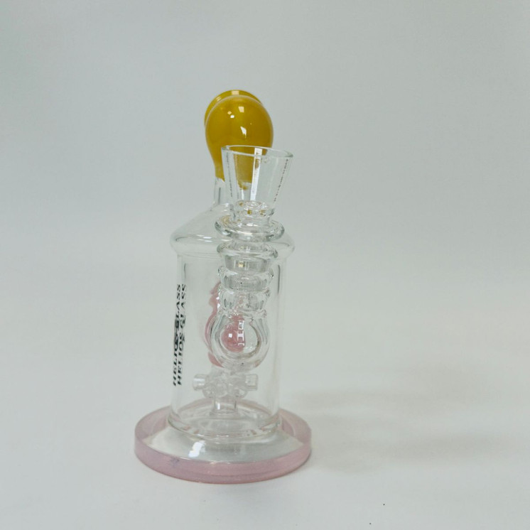 Helios Glass Waterpipe - 7" Inch - Straight With Flower and Donut Showerhead Perc