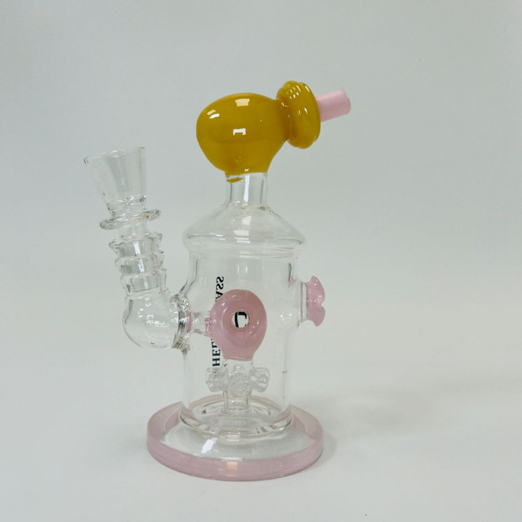Helios Glass Waterpipe - 7" Inch - Straight With Flower and Donut Showerhead Perc