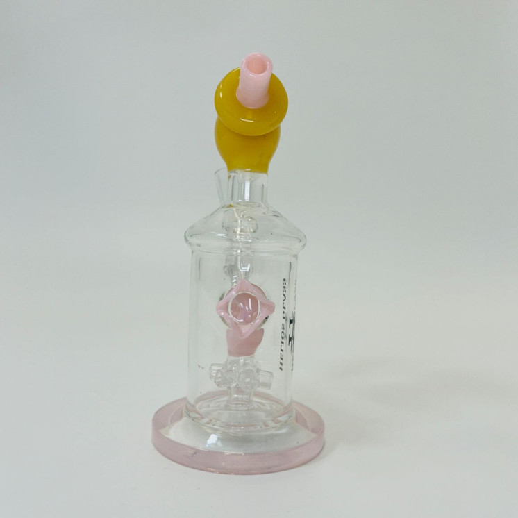Helios Glass Waterpipe - 7" Inch - Straight With Flower and Donut Showerhead Perc