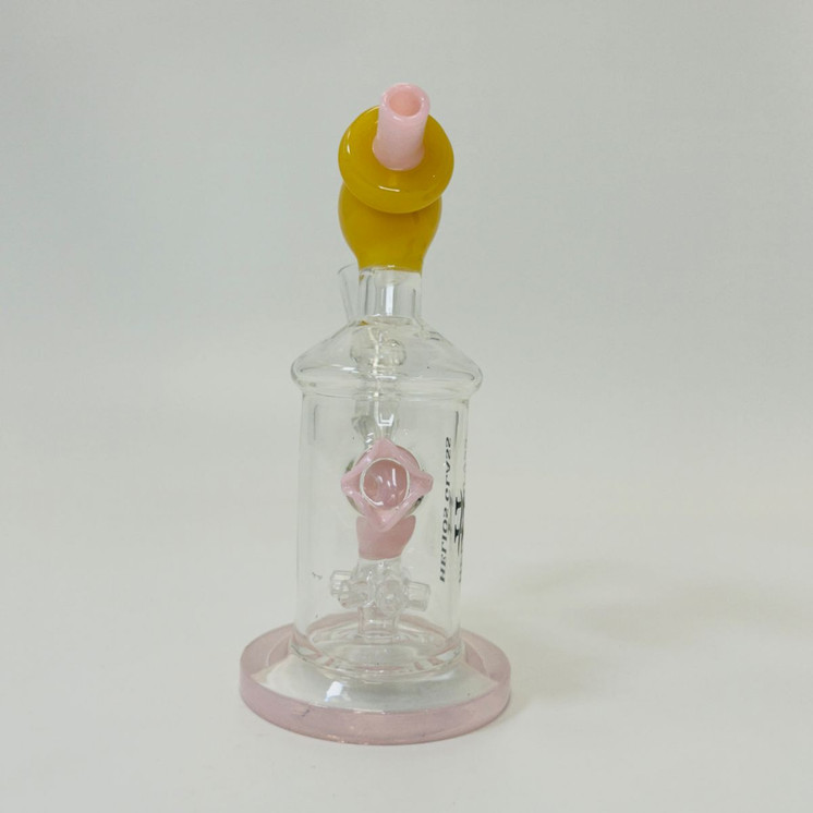 Helios Glass Waterpipe - 7" Inch - Straight With Flower and Donut Showerhead Perc