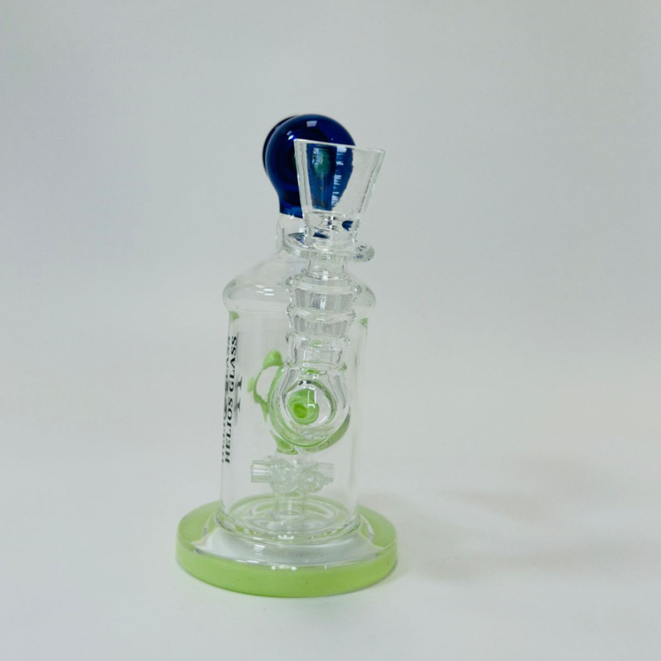 Helios Glass Waterpipe - 7" Inch - Straight With Flower and Donut Showerhead Perc