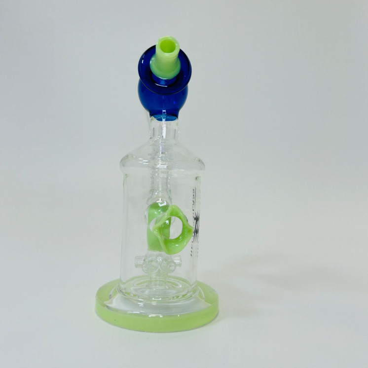 Helios Glass Waterpipe - 7" Inch - Straight With Flower and Donut Showerhead Perc