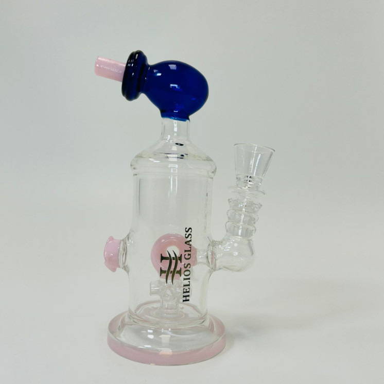 Helios Glass Waterpipe - 7" Inch - Straight With Flower and Donut Showerhead Perc