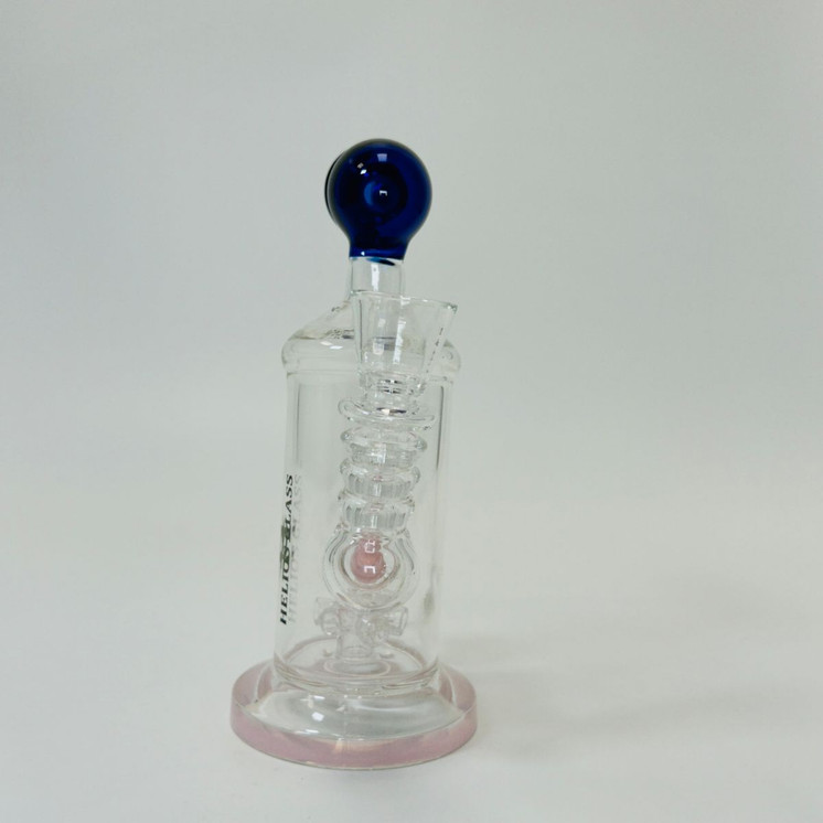 Helios Glass Waterpipe - 7" Inch - Straight With Flower and Donut Showerhead Perc