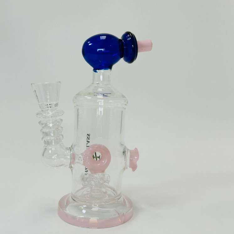 Helios Glass Waterpipe - 7" Inch - Straight With Flower and Donut Showerhead Perc