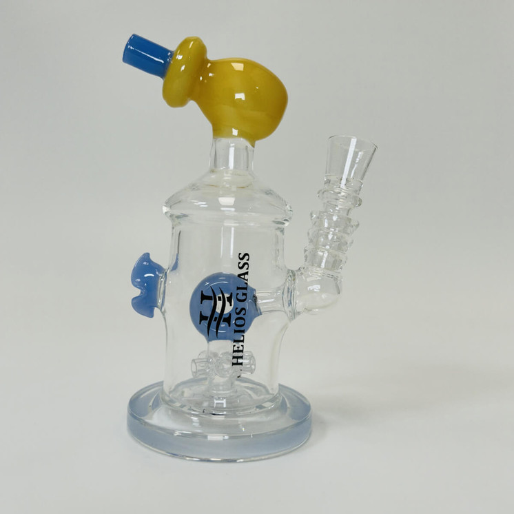 Helios Glass Waterpipe - 7" Inch - Straight With Flower and Donut Showerhead Perc